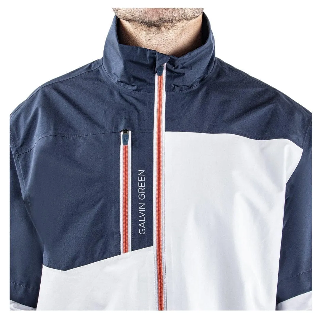 Galvin Green Axl Short Sleeve Waterproof Golf Jacket (White/Navy/Orange)