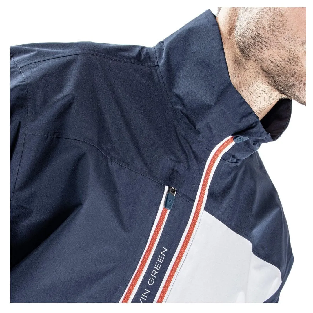 Galvin Green Axl Short Sleeve Waterproof Golf Jacket (White/Navy/Orange)