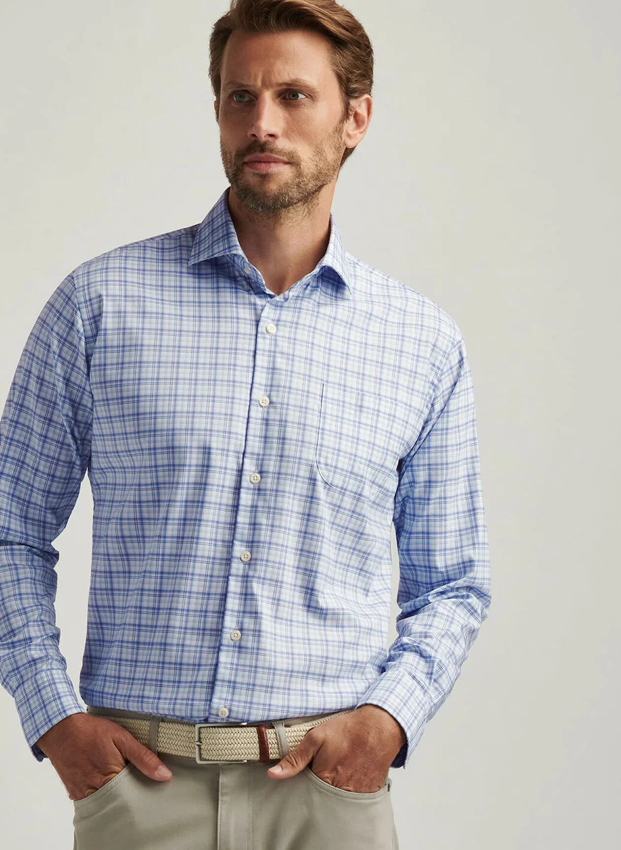 Garrow Crown Lite Cotton-Stretch Sport Shirt (Blue Freesia)