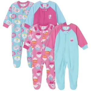 Gerber® 4-Pack Baby Girls Cupcakes & Donuts Fleece Pajamas