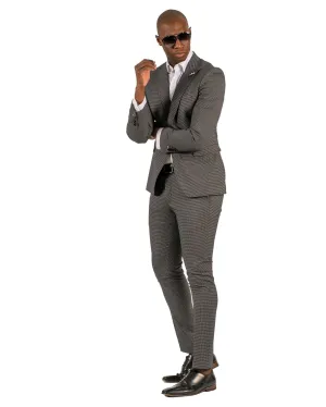 Giovanni Testi 1 Button Peak Lapel Black Travel suit GTRVL1P-1883 BLK/WHITE