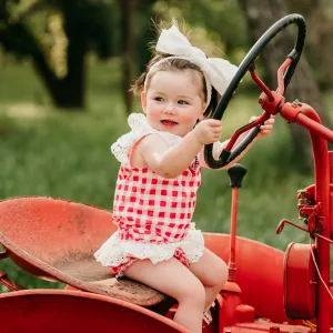 Girl's Shea Baby Red & White Onesie