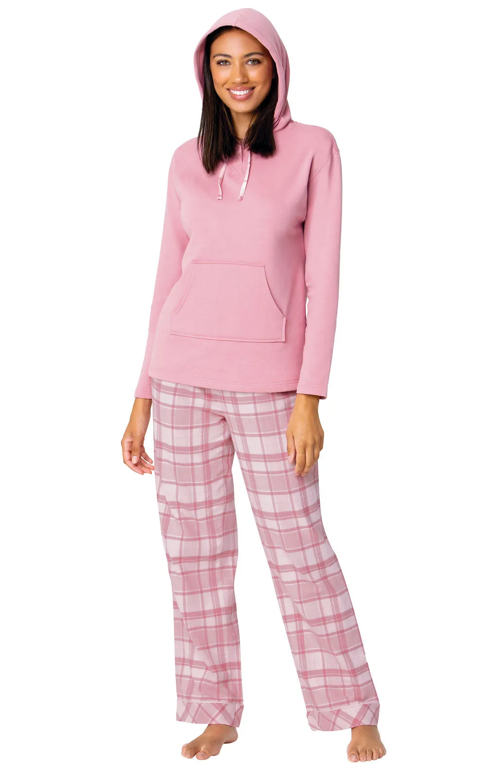Glitzy Plaid Hoodie Pajamas