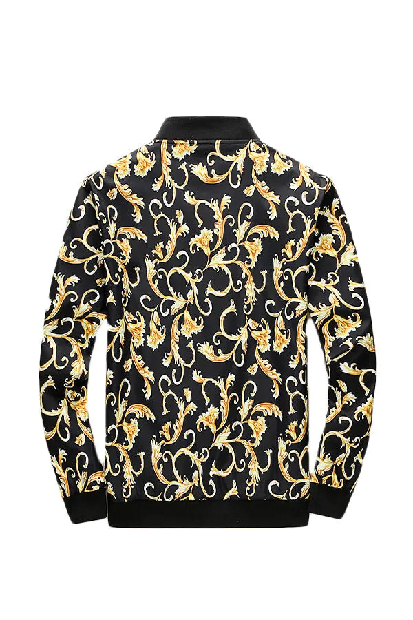 Gold Floral Bomber Jacket