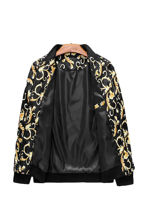 Gold Floral Bomber Jacket