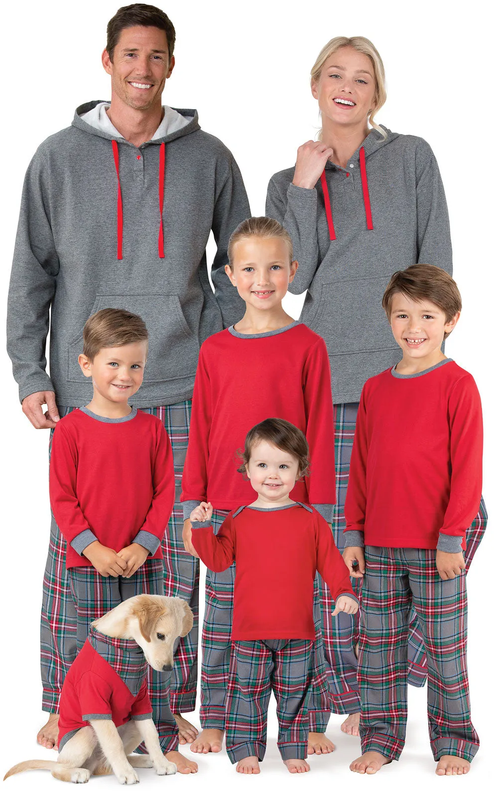 Gray Plaid Hoodie & Pant Men's Pajamas - Family Set