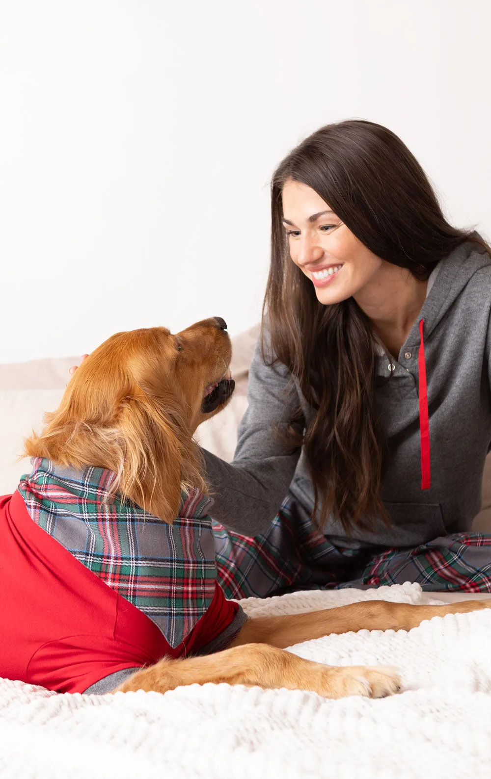 Gray Plaid Hoodie & Pant Men's Pajamas - Pet & Owner