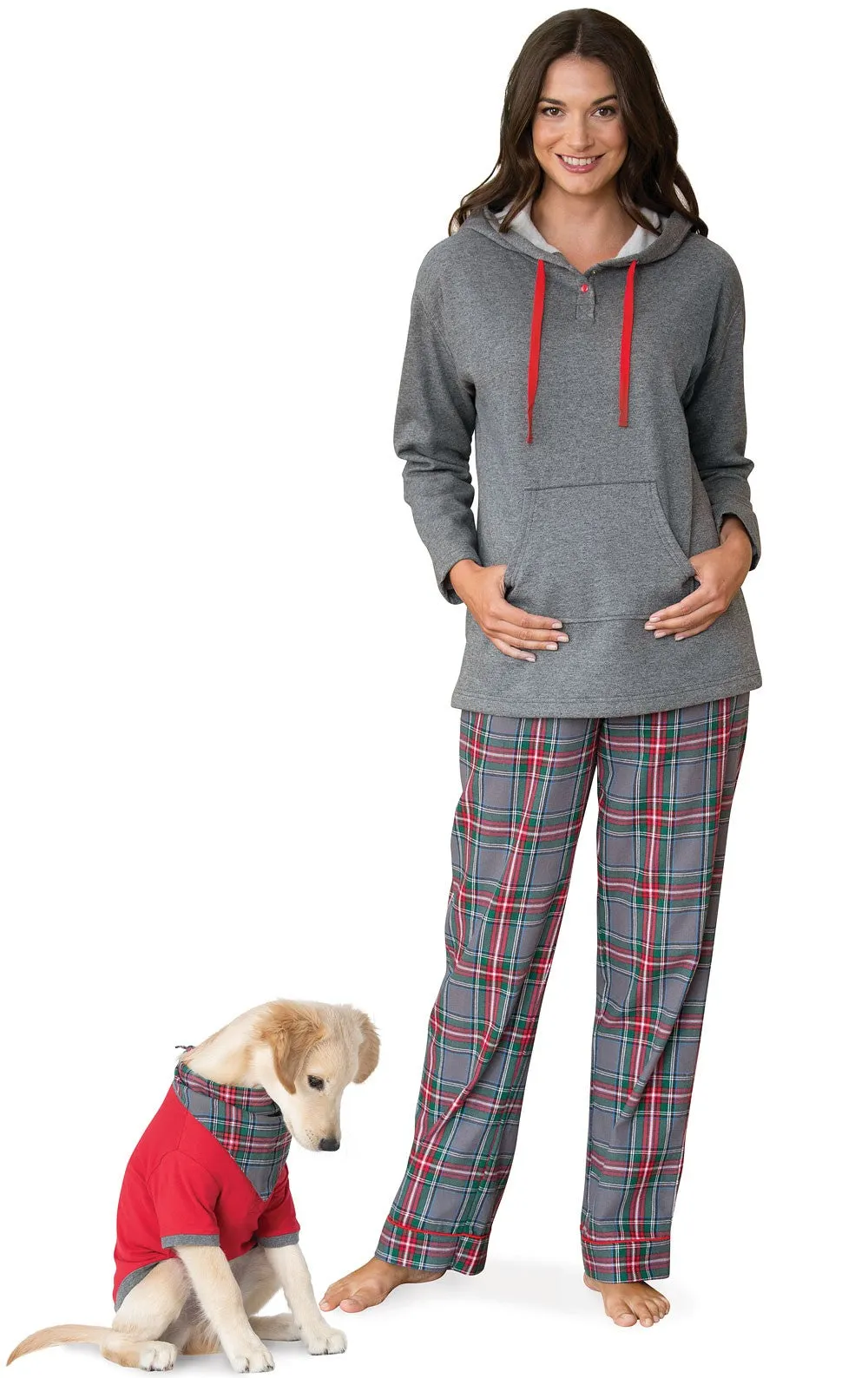 Gray Plaid Hoodie & Pant Men's Pajamas - Pet & Owner