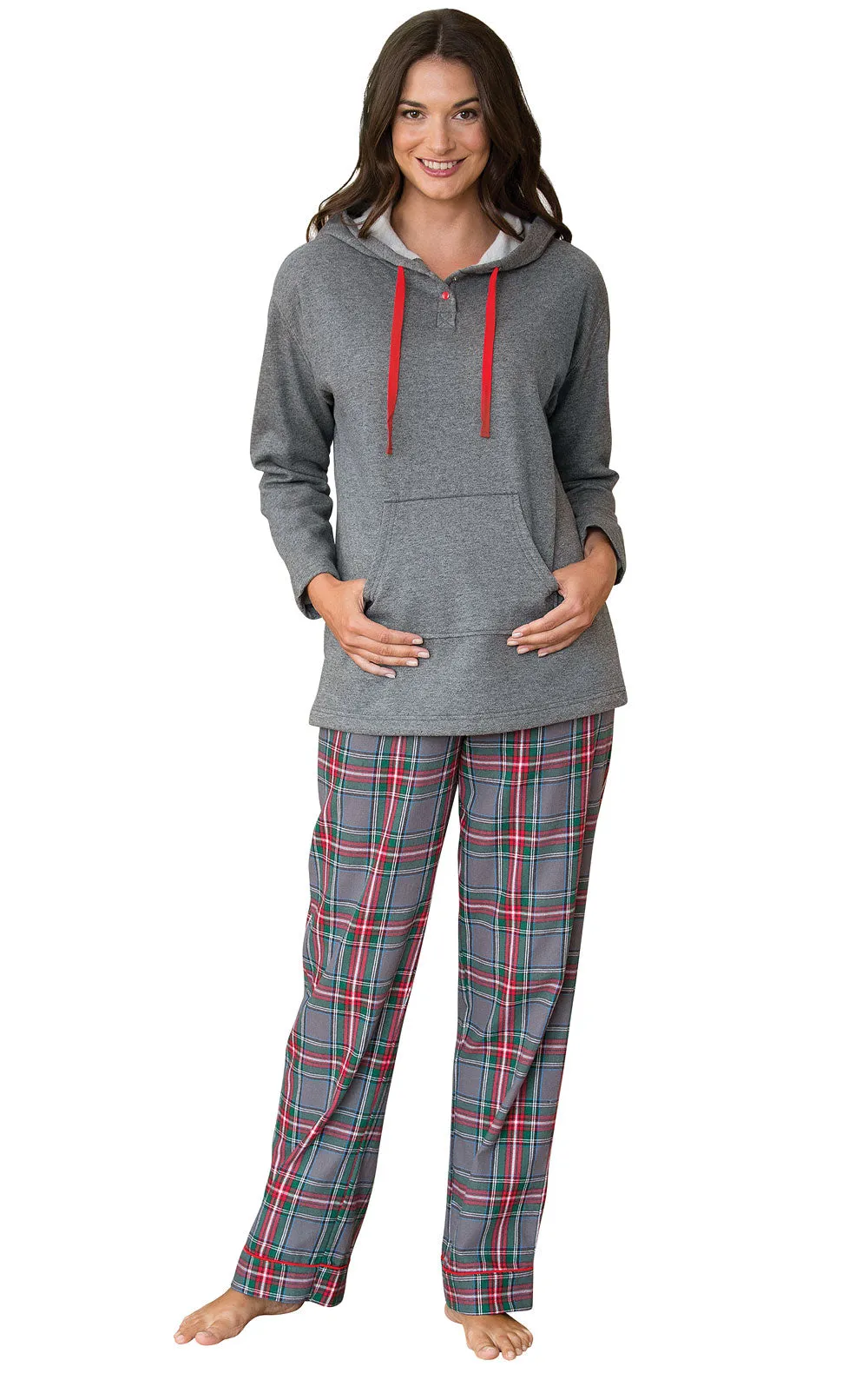 Gray Plaid Hoodie & Pant Men's Pajamas - Pet & Owner