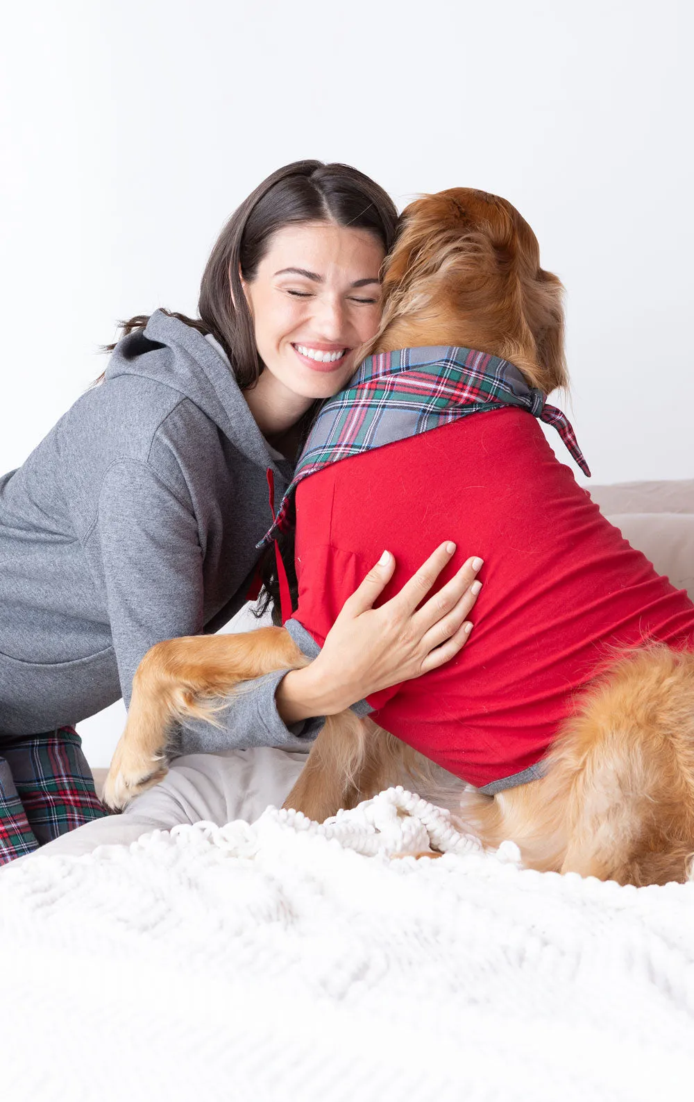 Gray Plaid Hoodie & Pant Men's Pajamas - Pet & Owner