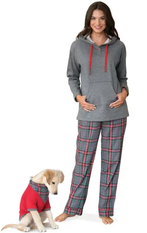 Gray Plaid Hoodie & Pant Men's Pajamas - Pet & Owner