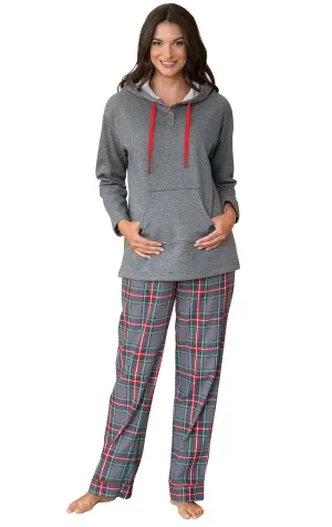 Gray Plaid Hoodie & Pant Pajamas - Pet & Owner