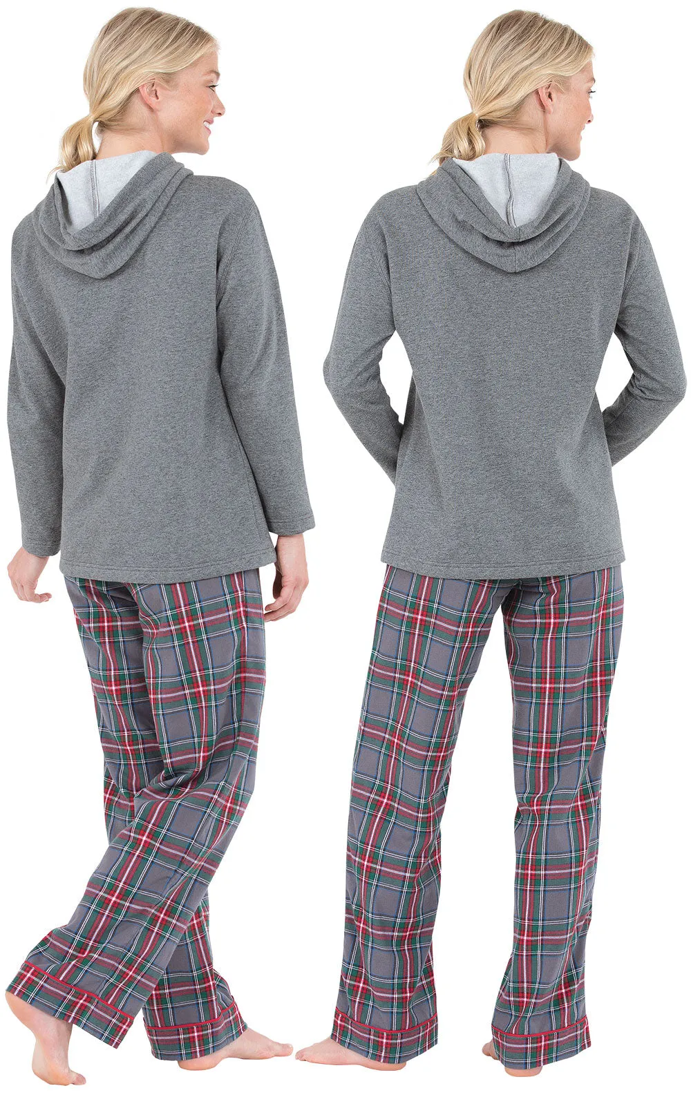 Gray Plaid Hoodie & Pant Pajamas - Pet & Owner