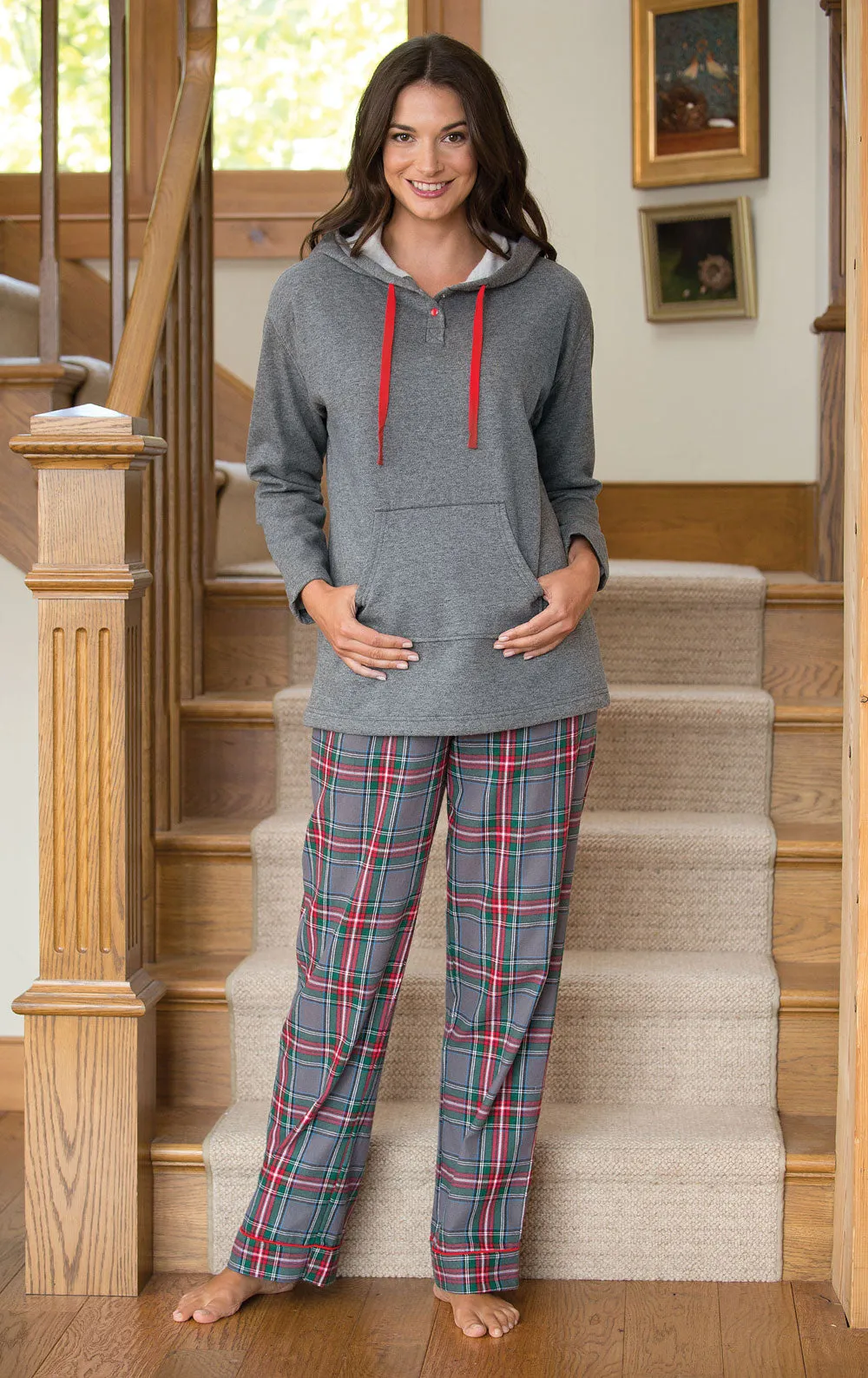 Gray Plaid Hoodie & Pant Pajamas - Pet & Owner