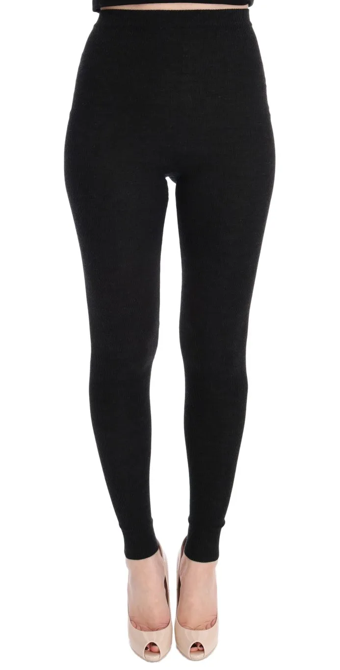 Gray Wool Stretch Tights