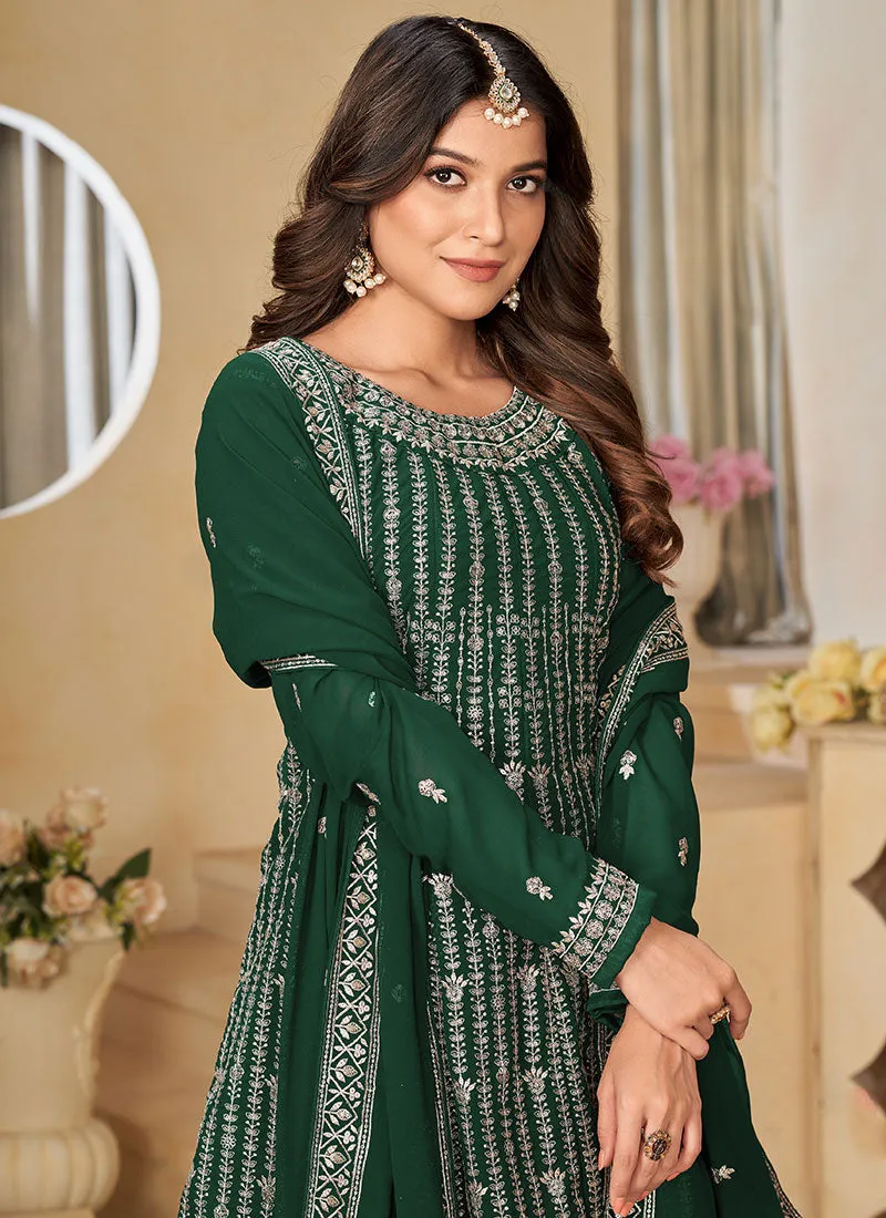 Green Sequence Embroidery Gharara Suit