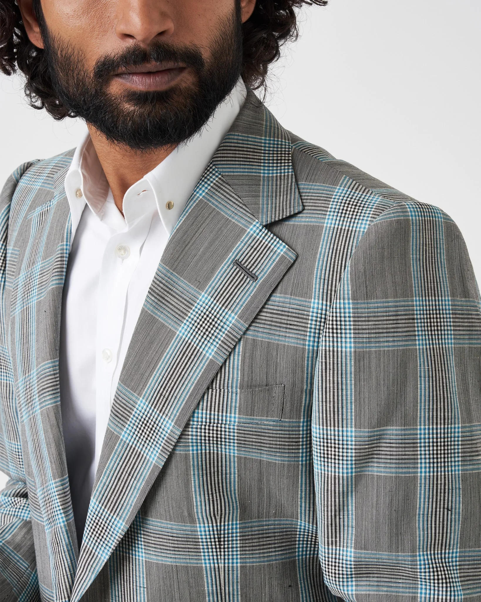 Grey and Teal Notch Suit