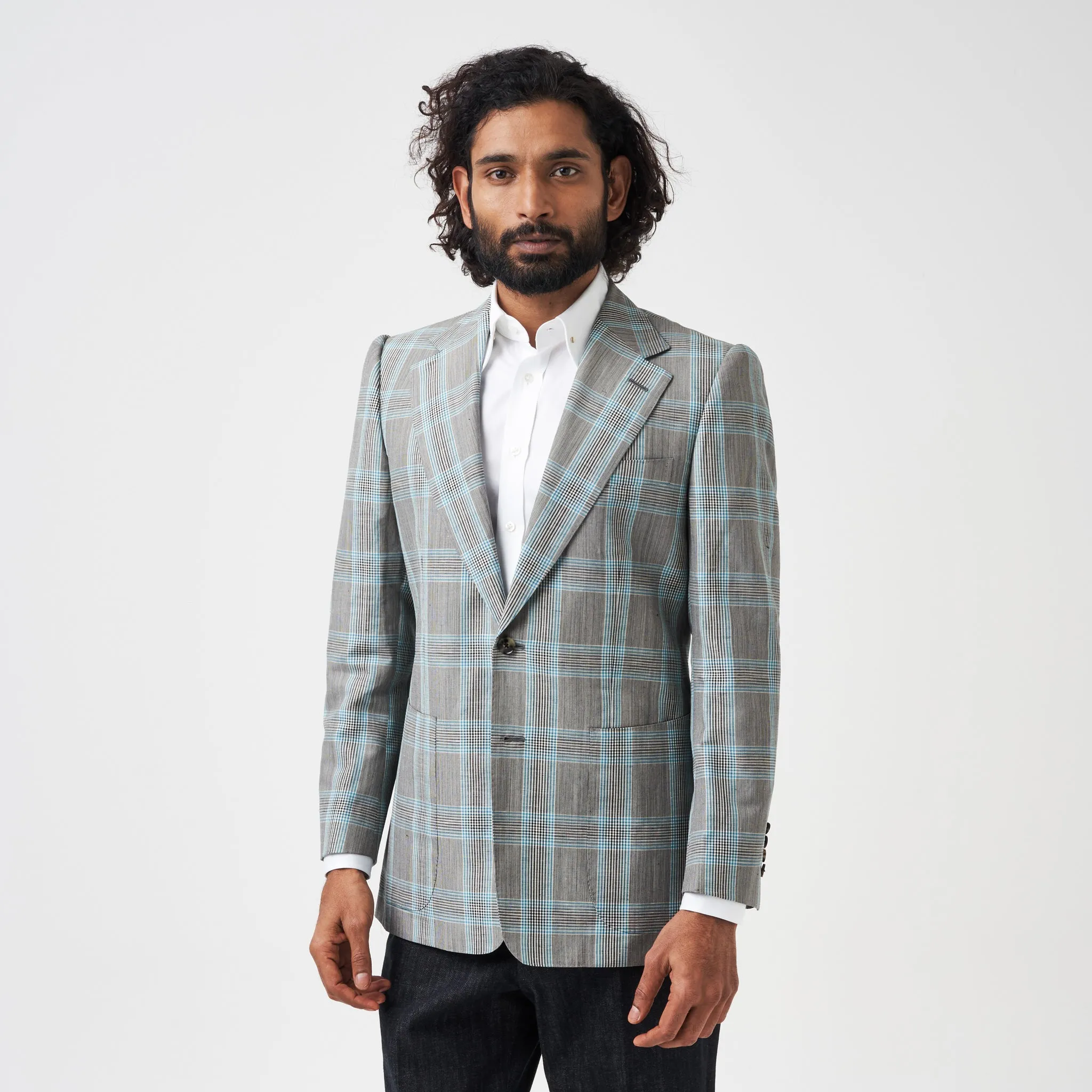 Grey and Teal Notch Suit