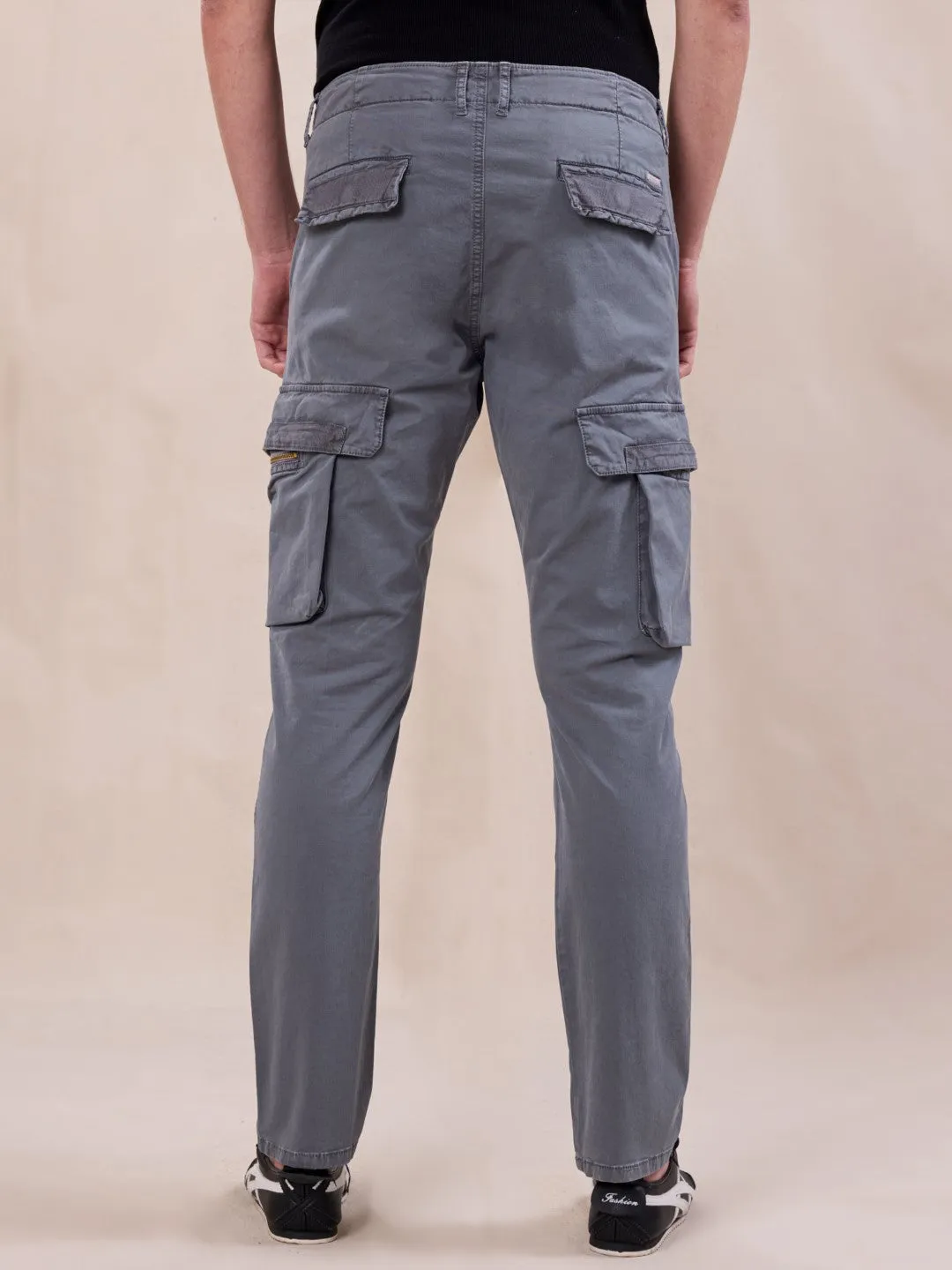 Grey Cotton Stretch Cargo pants