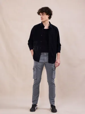 Grey Cotton Stretch Cargo pants