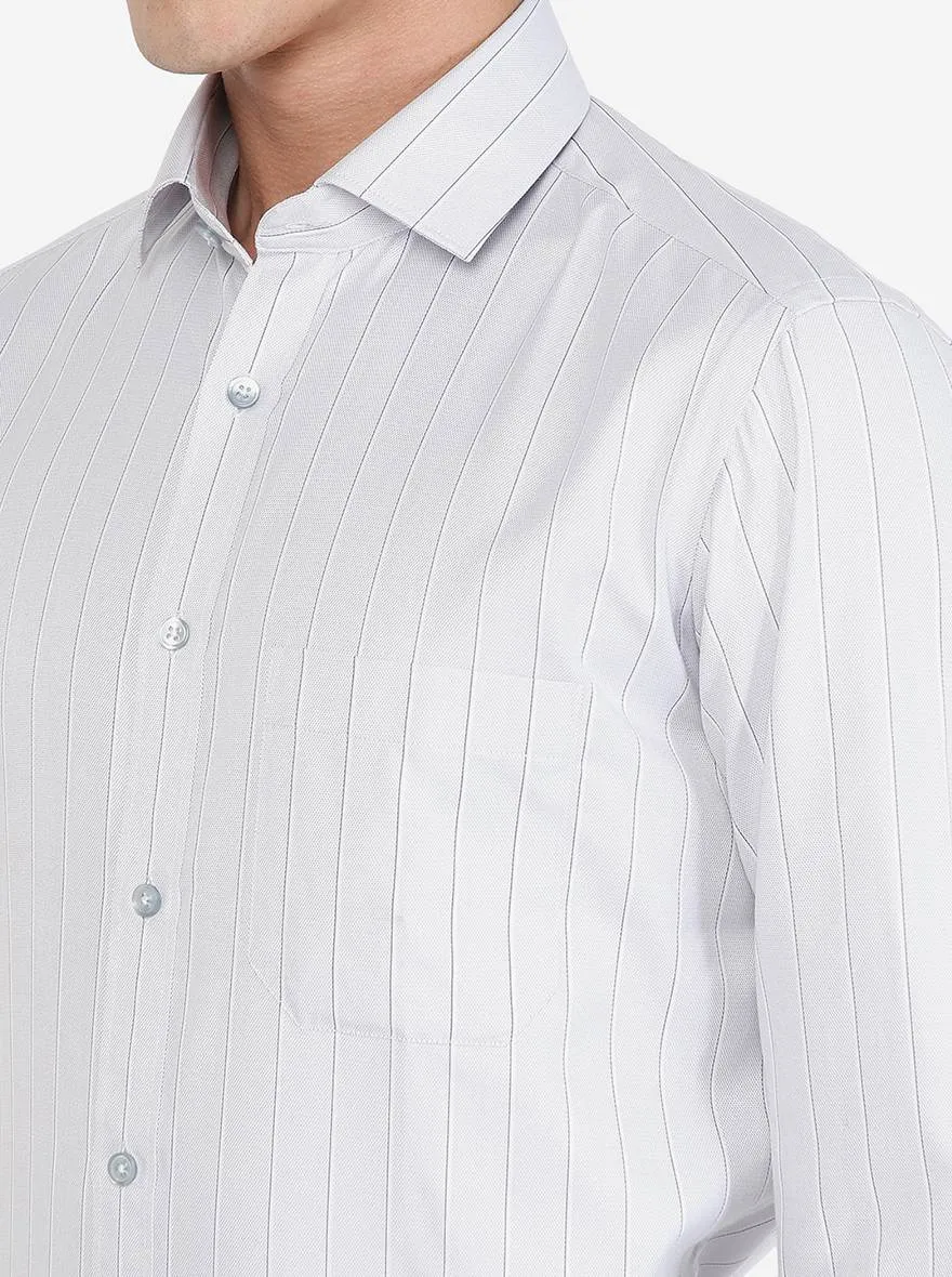 Grey Striped Slim fit Formal Shirt | Greenfibre