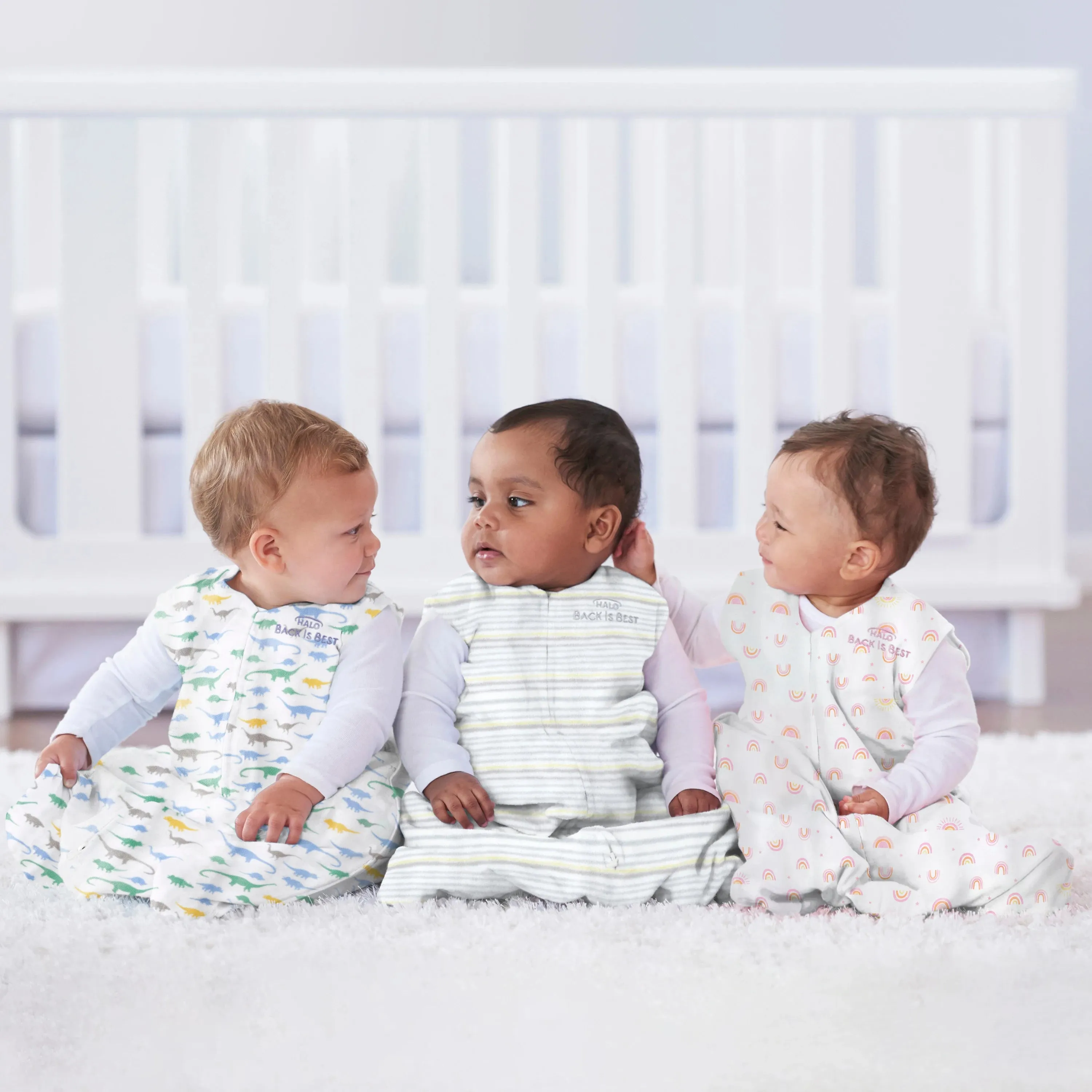 Halo Sleep Micro-Fleece Sleep Sack in “Multi Stripe Grey” : Size NB to 6 M /TOG 1.0