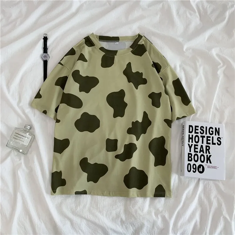 Harajuku Cow Print Short T-shirts