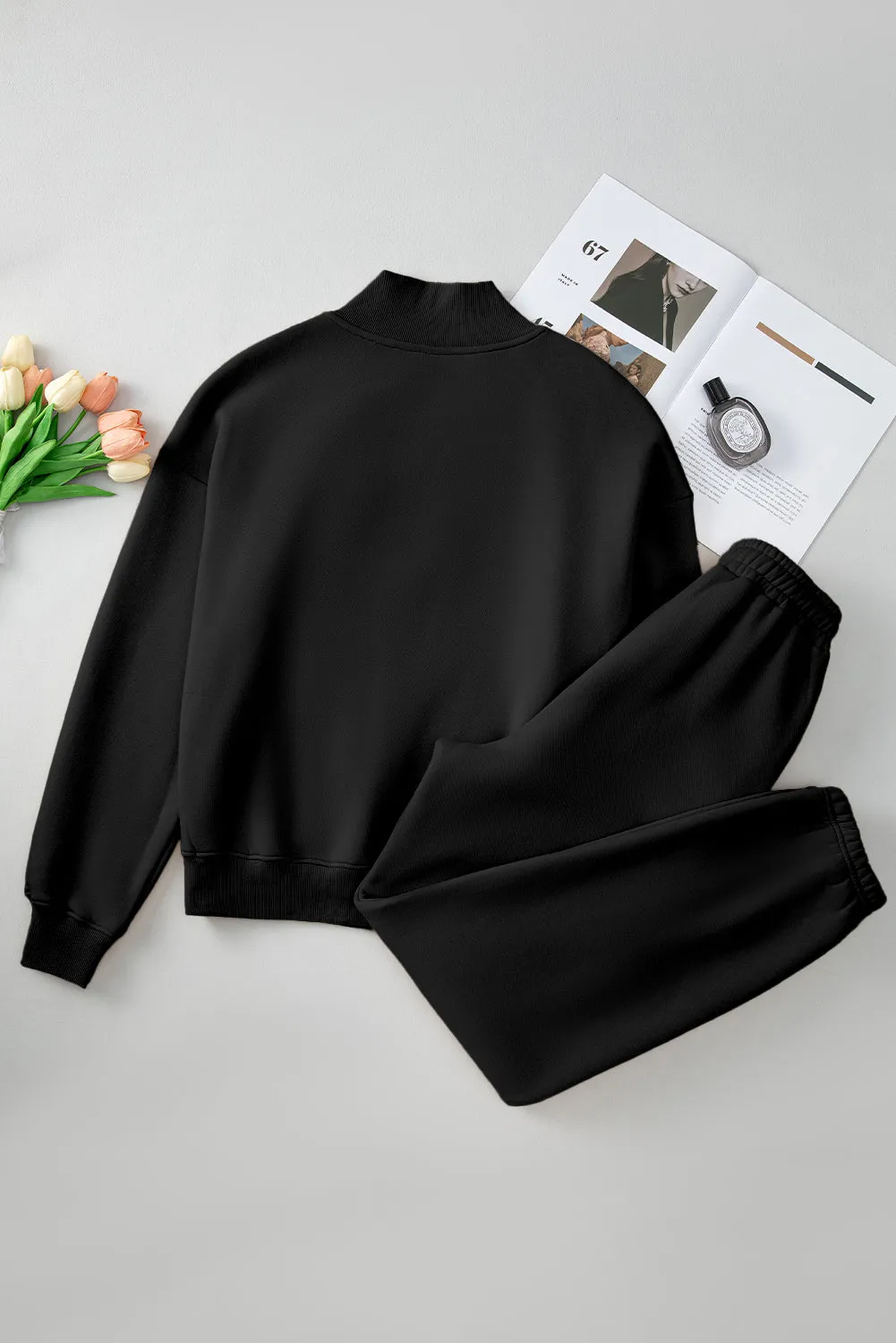 Hazel Blues® |  Quarter Zip Long Sleeve Top and Pants Set