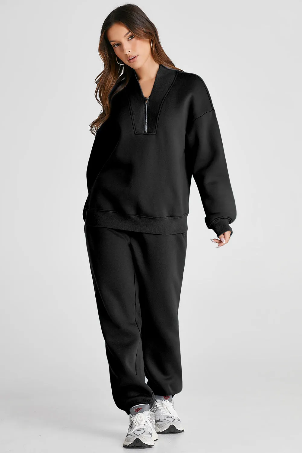 Hazel Blues® |  Quarter Zip Long Sleeve Top and Pants Set