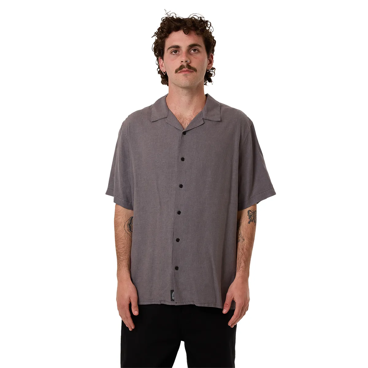 Hemp Minimal Thrills Contrast Stitch Bowling Shirt