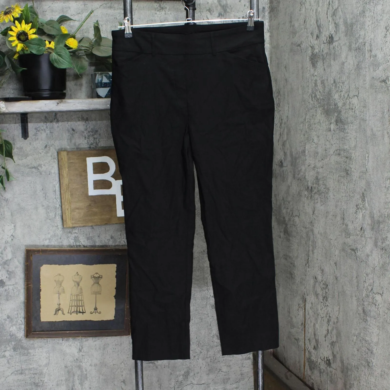 Hilary Radley Women Mid-Rise Stretch Pull-On Ankle Pant 1753633 Black L