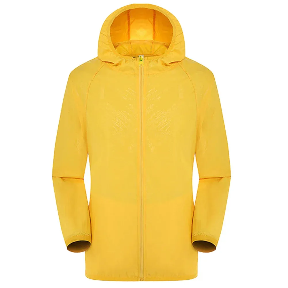 Hooded Sunbreaker Coat Women Men Windbreaker Jacket Waterproof UV Quick Dry Skin Ultra-Light Rainproof Breathable With Pocket