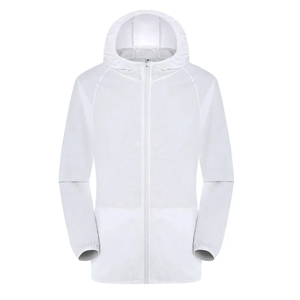 Hooded Sunbreaker Coat Women Men Windbreaker Jacket Waterproof UV Quick Dry Skin Ultra-Light Rainproof Breathable With Pocket