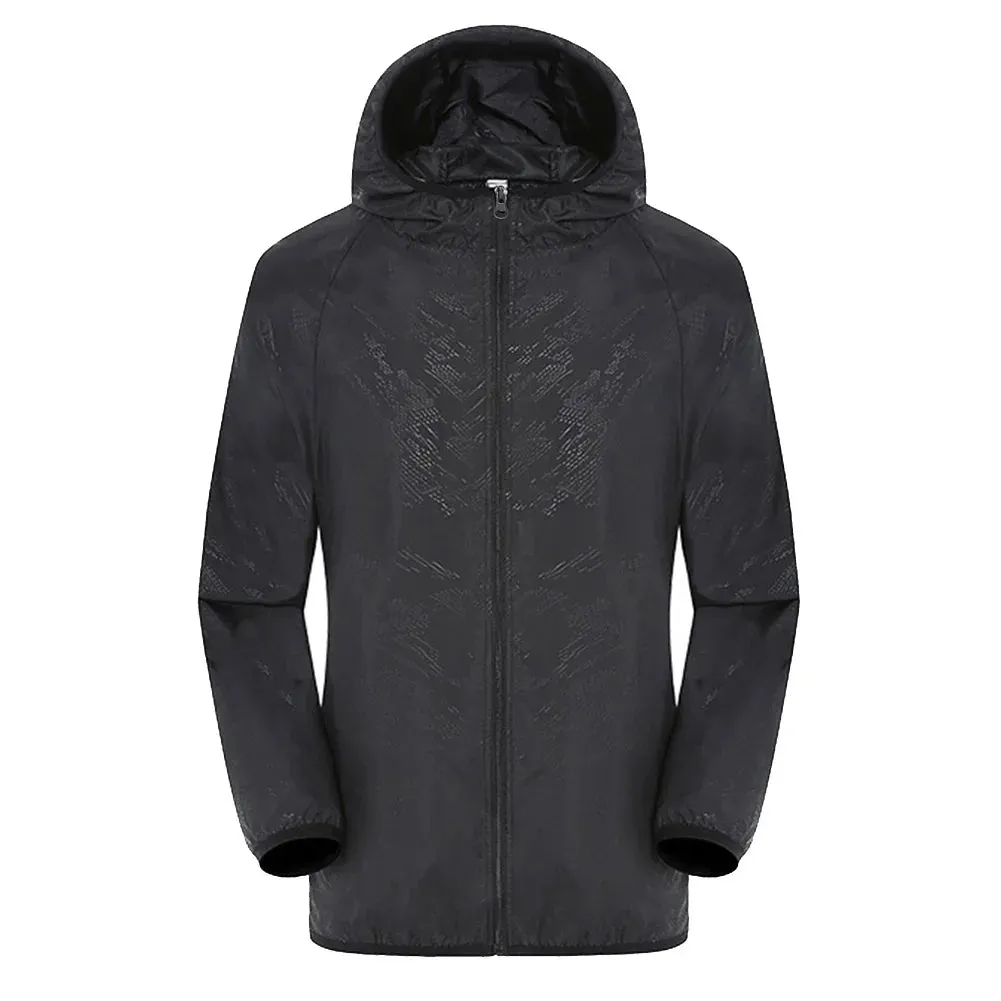 Hooded Sunbreaker Coat Women Men Windbreaker Jacket Waterproof UV Quick Dry Skin Ultra-Light Rainproof Breathable With Pocket