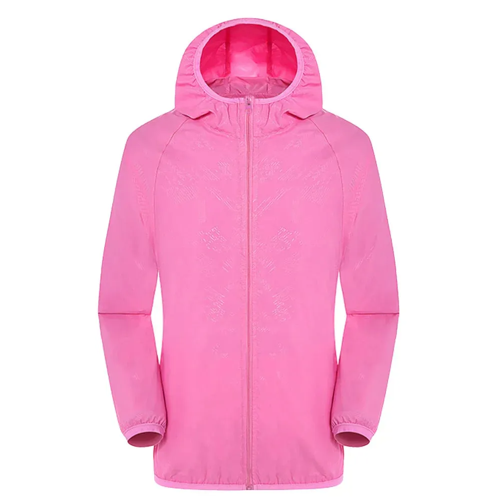 Hooded Sunbreaker Coat Women Men Windbreaker Jacket Waterproof UV Quick Dry Skin Ultra-Light Rainproof Breathable With Pocket
