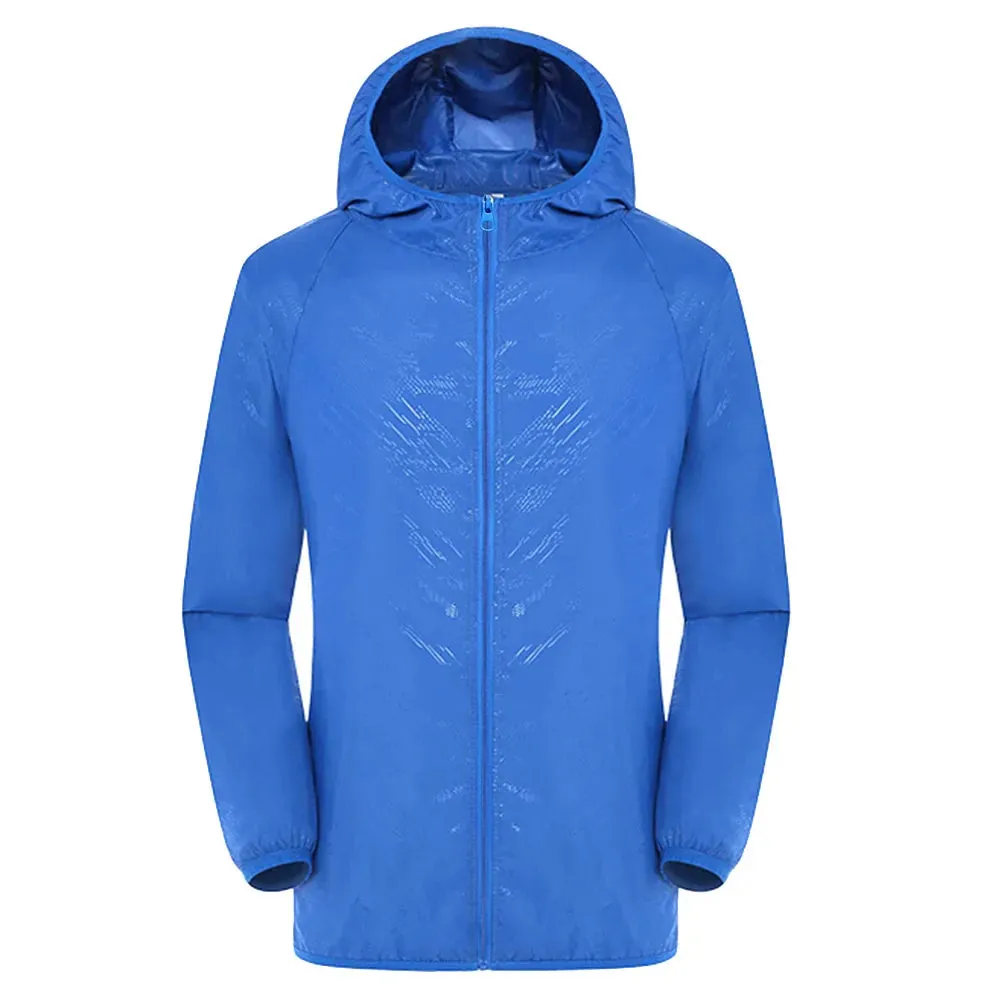 Hooded Sunbreaker Coat Women Men Windbreaker Jacket Waterproof UV Quick Dry Skin Ultra-Light Rainproof Breathable With Pocket