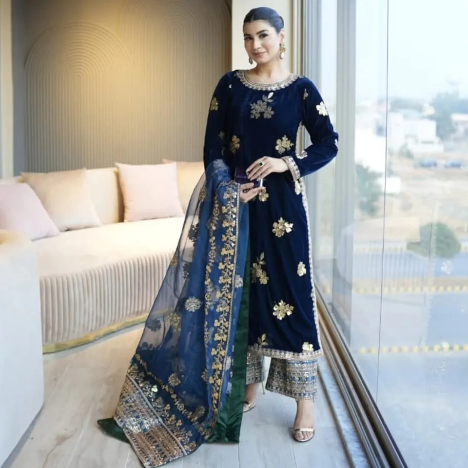 Iznik Luxury 9000 Micro Velvet Embroidered Suits Unstitched IV-51