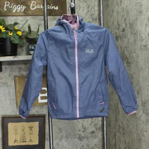 Jack Wolfskin Girls Mesh Lined Hooded Rain Jacket Blue / Purple 11-12 (EU 152)