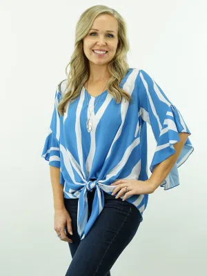 Jessie - 3/4 Sleeve, Cowgirl Tie-Knot Top
