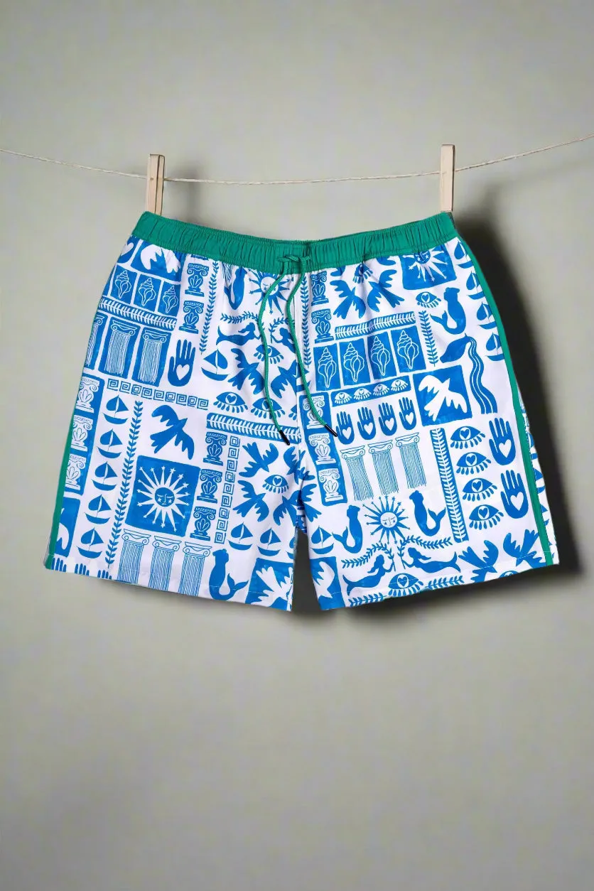 Johnny Was Blue Acantha Men's Swim Trunks CSW1324-M