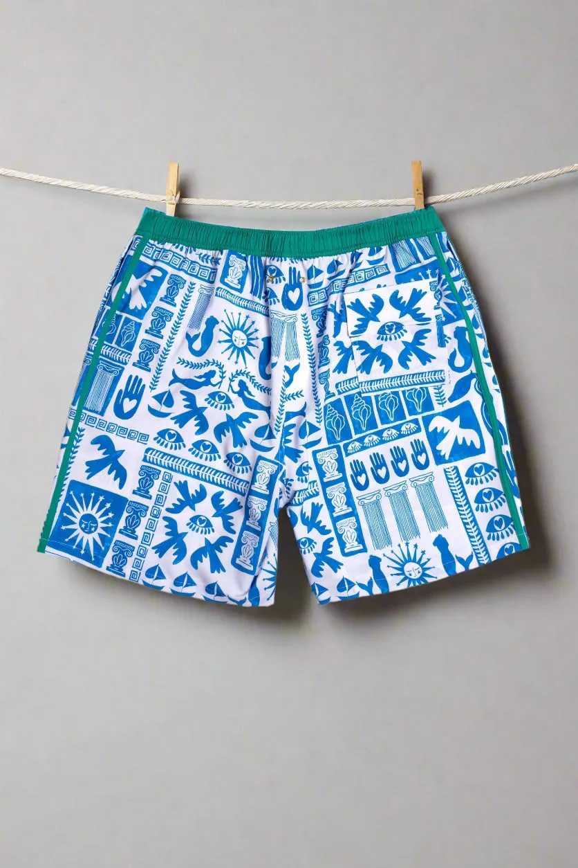 Johnny Was Blue Acantha Men's Swim Trunks CSW1324-M