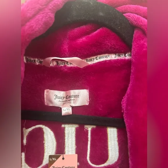 Juicy Couture Soft Robe Luxe L XL Womens Cozycore Magenta Sleepwear NEW NWT
