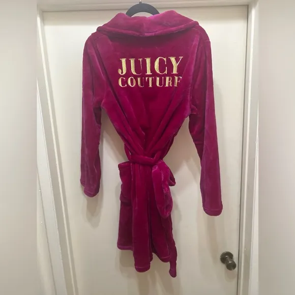 Juicy Couture Soft Robe Luxe L XL Womens Cozycore Magenta Sleepwear NEW NWT