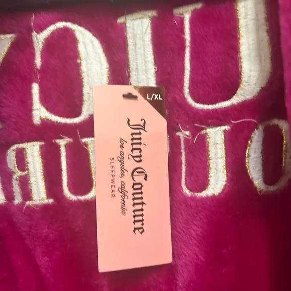 Juicy Couture Soft Robe Luxe L XL Womens Cozycore Magenta Sleepwear NEW NWT