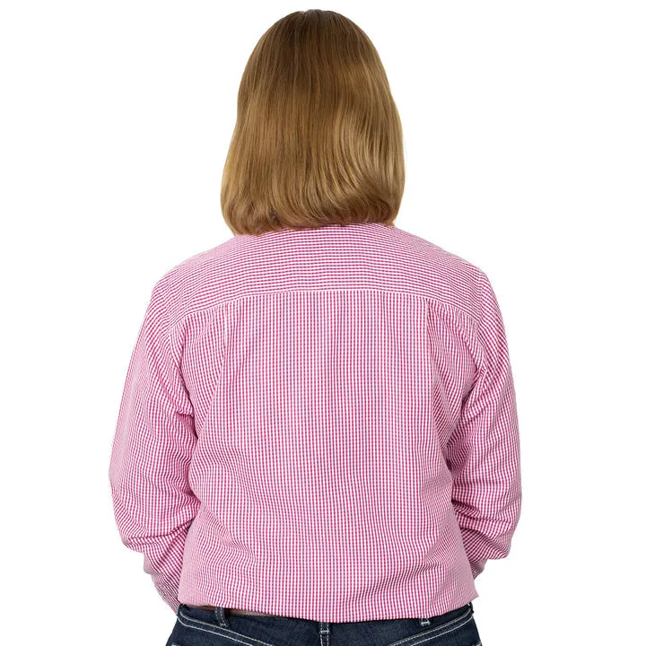 Just Country Women's Abbey Full Button Work Shirt - Hot Pink Mini Check