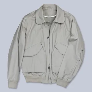 Khaki Beige Cotton Canvas Flight Jacket