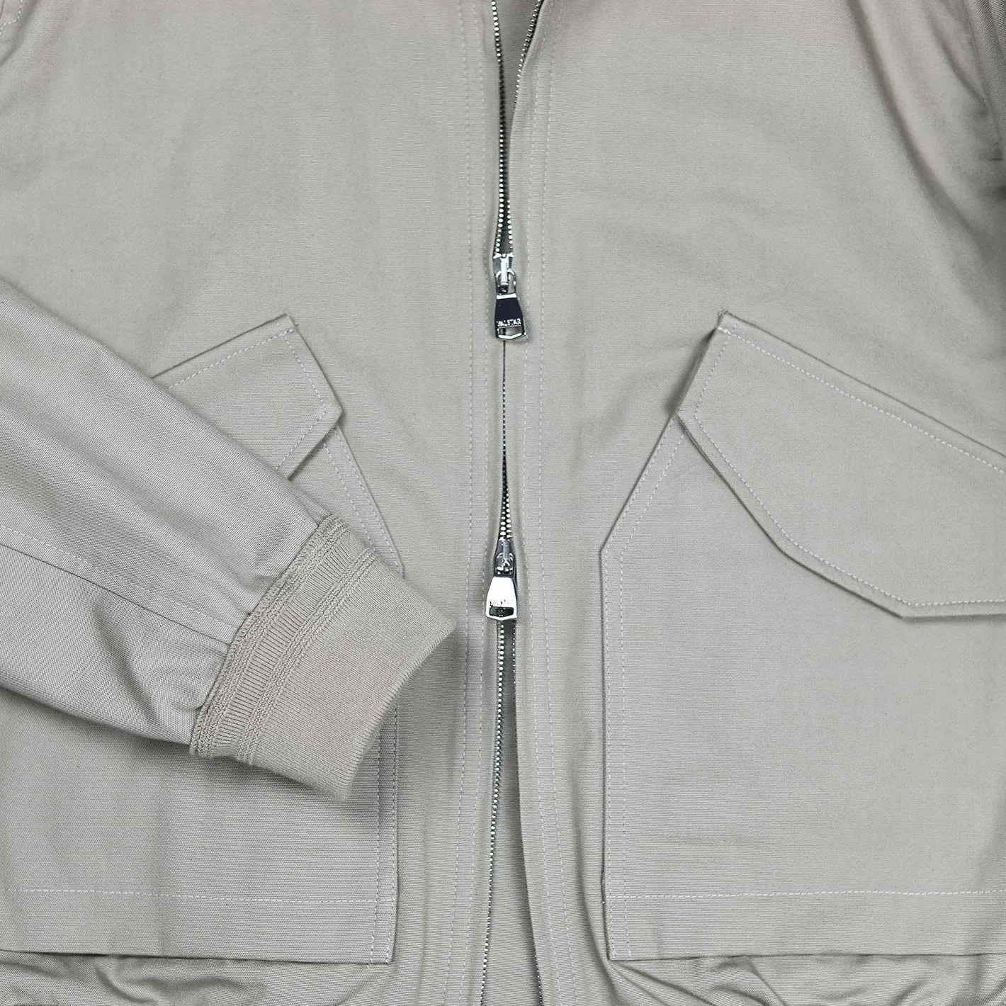 Khaki Beige Cotton Canvas Flight Jacket