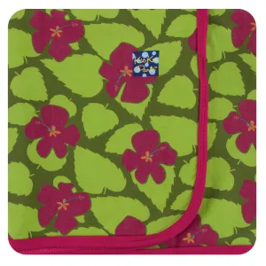 KicKee Pants Pesto Hibiscus Print Swaddling Blanket