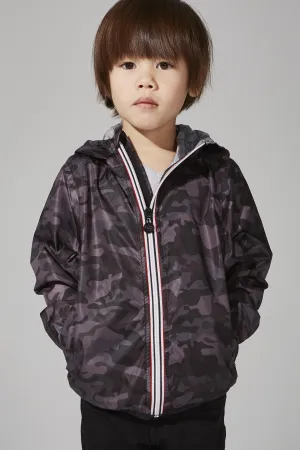 Kids black camo full zip packable rain jacket and windbreaker *** FINAL SALE***