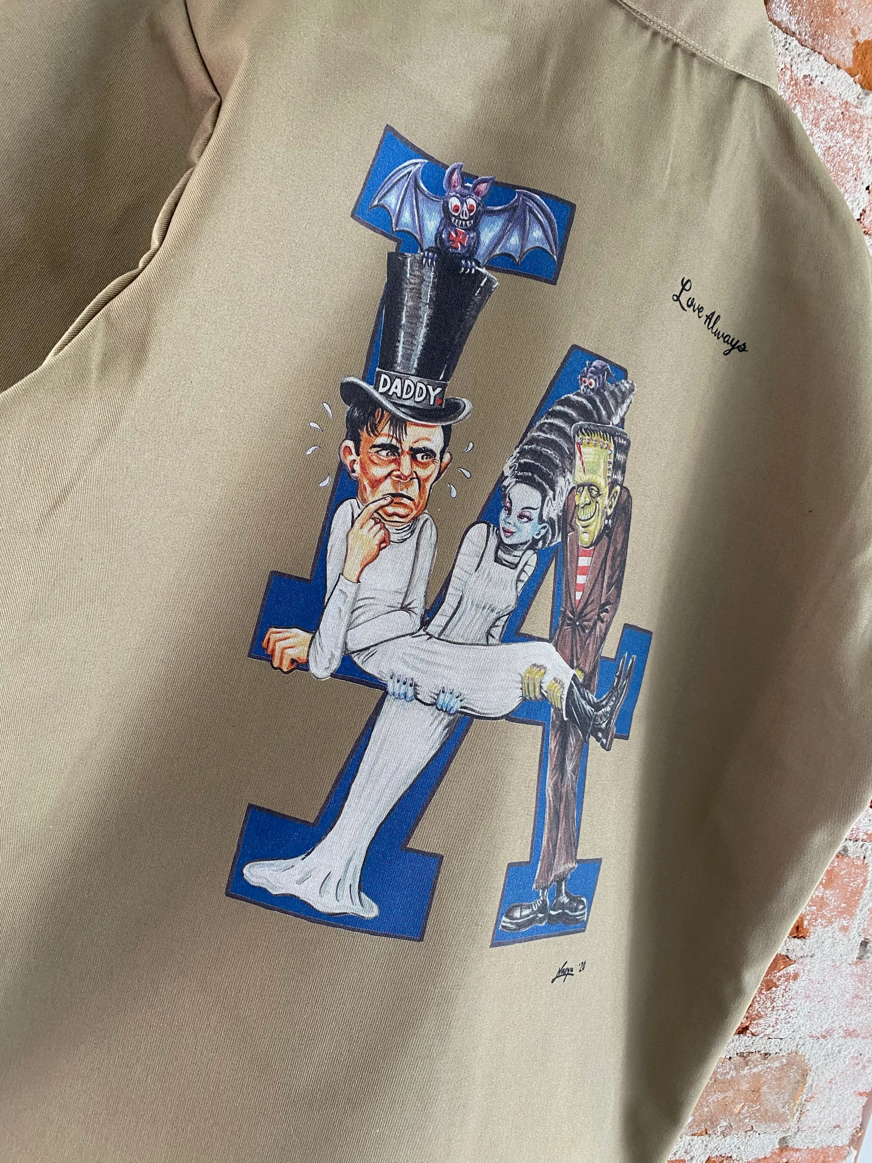 LA Monster 1/4 zip work shirt in Khaki